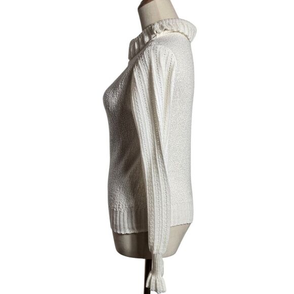 Centennial Knits Ltd Victorian White Vintage Ruffle Sweater - Picture 4 of 7
